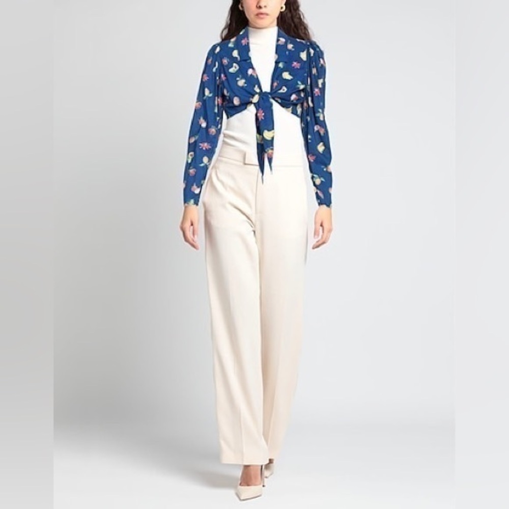 WE WORE WHAT Printed Tie-Front Crop Top